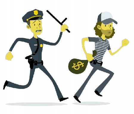 Policjant biegnie za złodziejem